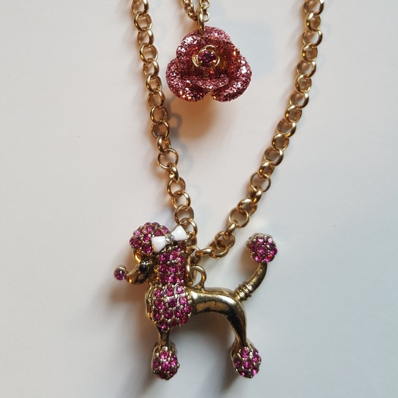 Betsey Johnson Jewelry - Betsey Johnson Poodle and Rose Pendant Necklace